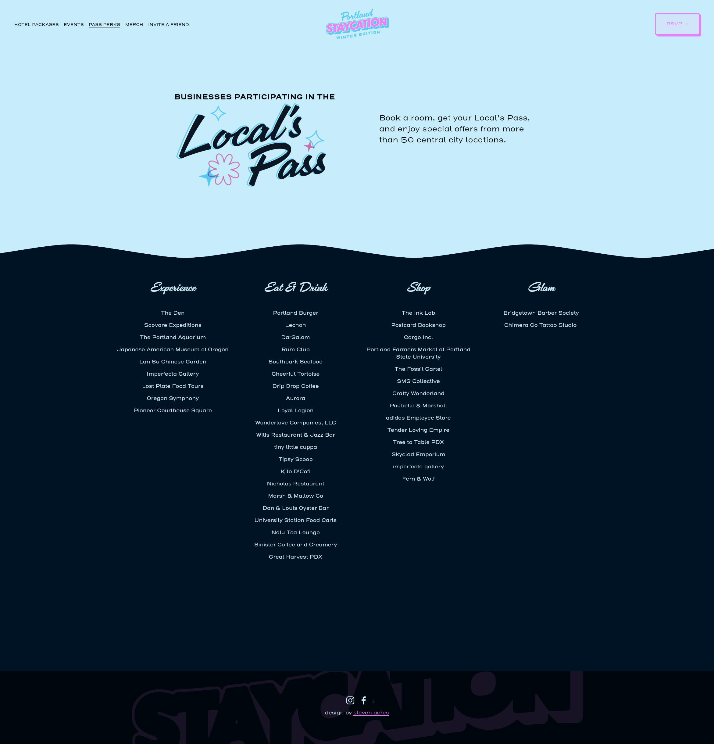 Winter Staycation website — Local's Pass